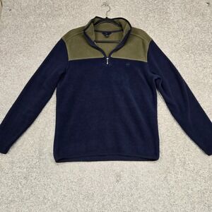Brooks Brothers fleece sweatshirt Mens Medium‎ 1/4 Zip Blue Green lightweight